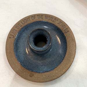 DOWN TO EARTH SCRIPTURE POTTERY CANDLE HOLDER John9:5 I am the Light of the Wold
